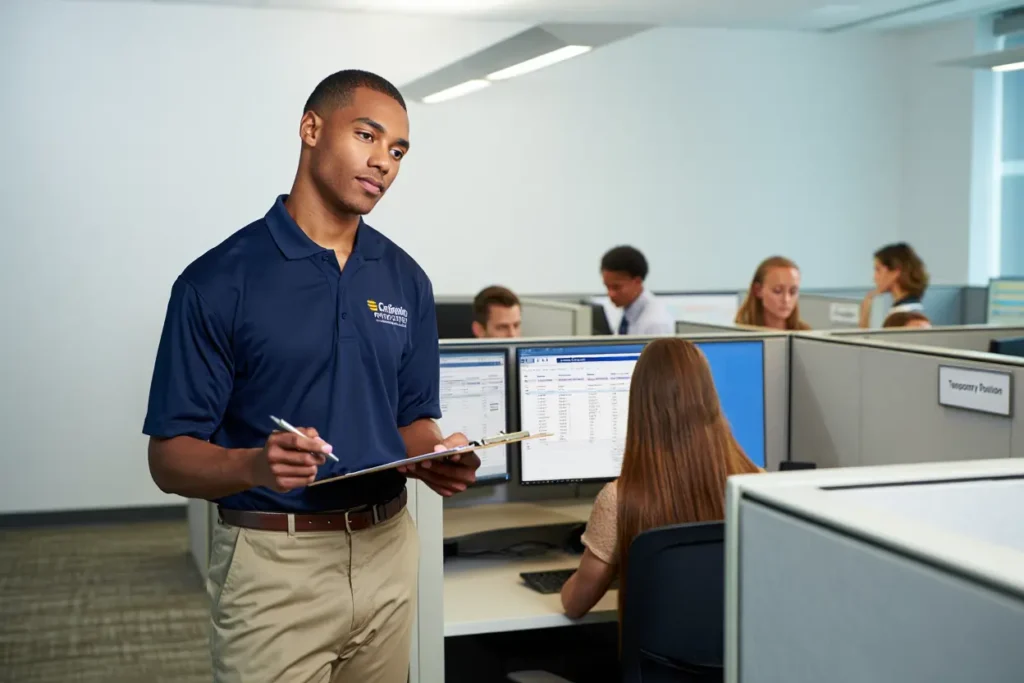 Travailleur intérimaire consultant ses documents de mutuelle santé