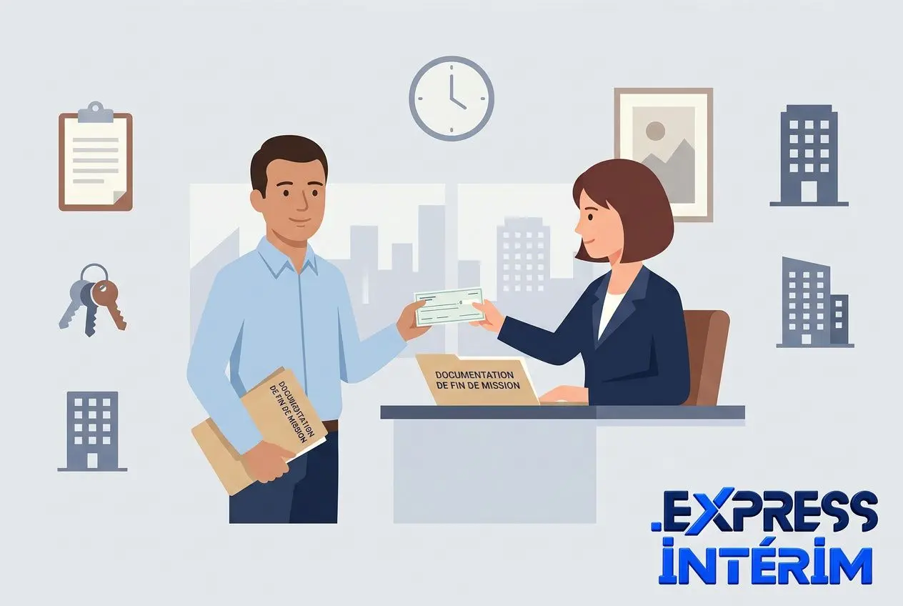 Contrat et transfert de documents pour droits des intérimaires en entreprise lors d’un entretien.